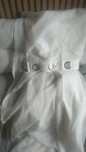 3 Cortina Dupla Branca para Sala ou Quarto - Voil com Forro e Ilhós Cromados 2x2.5 
