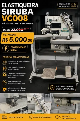 Máquina elastiqueira Siruba