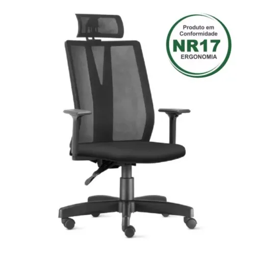 Cadeira Presidente Addit Tela Mesh Giratória Preta Ergonômica Conforto Premium 32999