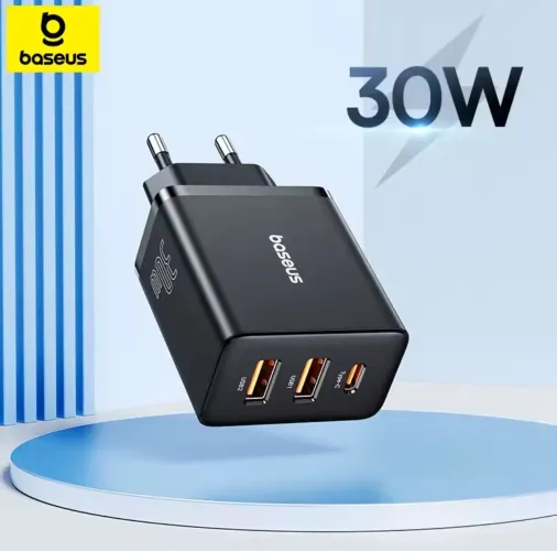 Carregador Baseus 30W GaN pra iPhone 17/16/15/14 - Lacrado 