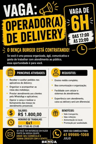 VAGA ATENDENTE DE DELIVERY