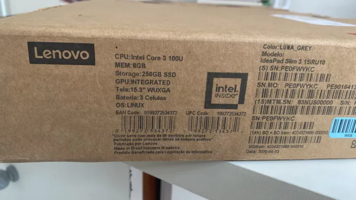 Notebook Lenovo Novo - Lacrado