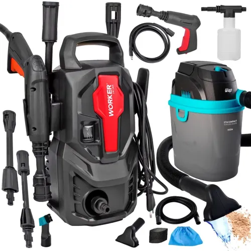 Kit Limpeza Lavadora de Alta Pressão Potente + Aspirador de Pó e Água.