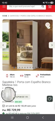 Sapateira espelhada