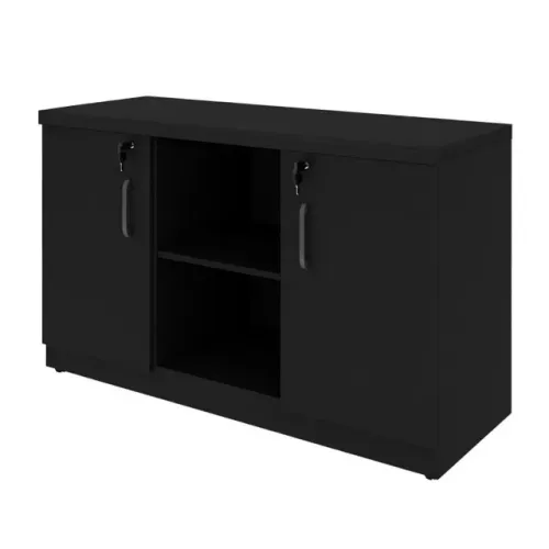 Armário Organizador Baixo Com Nicho E Prateleiras Design Moderno Preto 26032