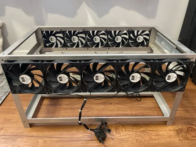 Rack / Rig de Mineração para GPUs + 10 Coolers - Alumínio