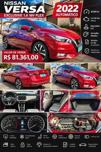 Nissan Versa Exclusive 1.6 16V Flex AUT 2022