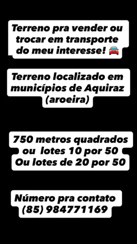 Terreno pra vender ou trocar por transporte 