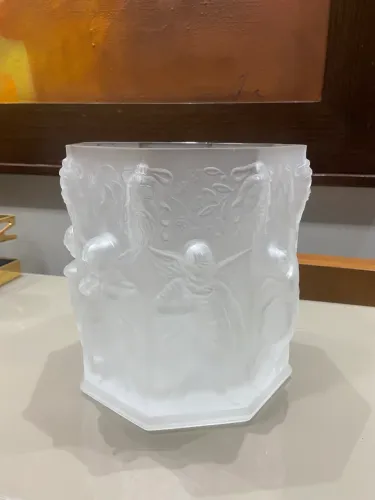 Raro Vaso Schlevogt em Cristal Boêmio - Início Séc. XX