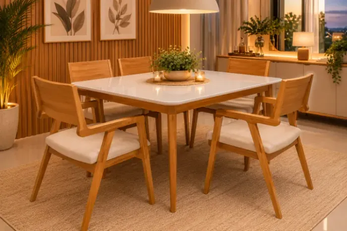 Conjunto Mesa Ametista com 6 cadeiras Liz (NOVO A PRONTA ENTREGA)