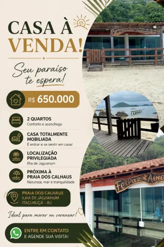 OPORTUNIDADE IMPERDÍVEL ? CASA À VENDA| Praia dos Calhaus ? Ilha de Jaguanum, Itacuruçá/RJ