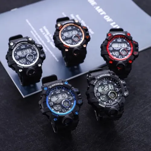 Kit Relogio shok masculino sport + caixa + pulseira luxo original