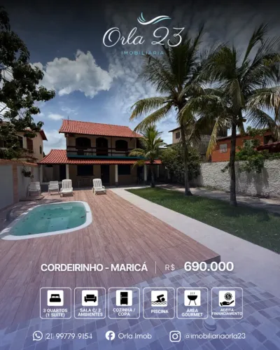 CORDEIRINHO, Orla 23 Imobiliária VENDE! Excelente casa dúplex próximo da praia