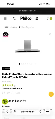 Coifa Philips parede touch 90cm
