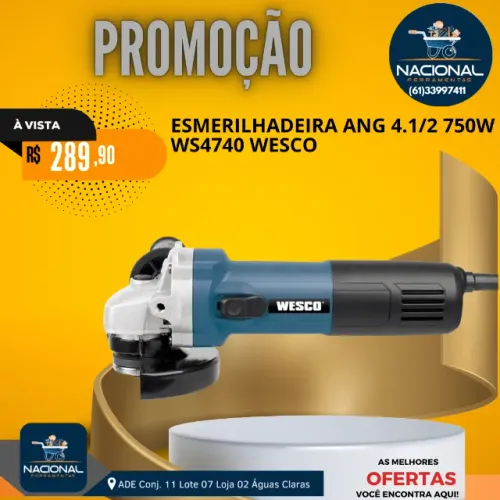 ESMERILHADEIRA ANGULAR WESCO WS4740 4.1/2" 750W