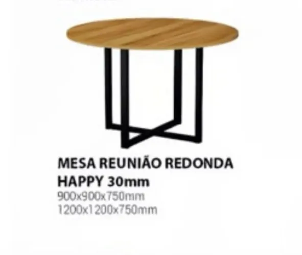 Mesa redonda industrial sem caixa de tomada