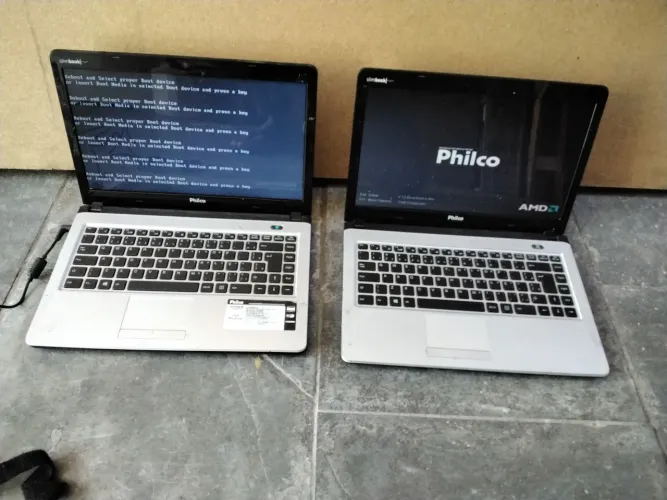 Lote 2 notebooks philco memória 2gb sem hd 1 fonte