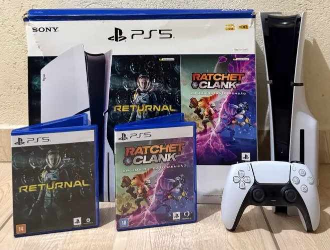PlayStation 5 slim 1TB completo impecável zero 