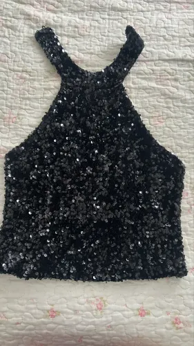 vendo croped de paetê preto