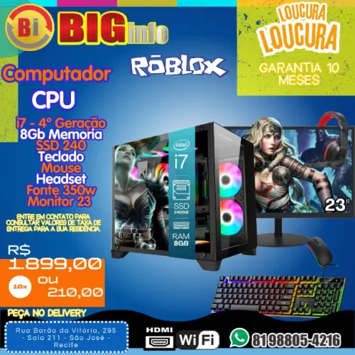Computador Intel I7 4ª Geração 8gb Ssd 240gb Monitor 24 Teclado e Mouse - Em ate 10x
