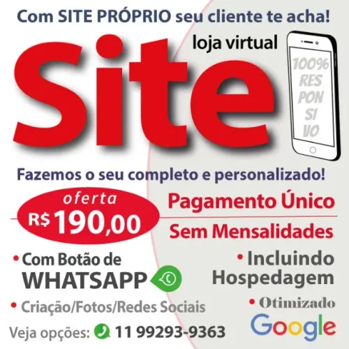 SITE MODERNO OTIMIZADO NO GOOGLE E IA COM WHATSAPP TOUCH, SEM MENSALIDADES