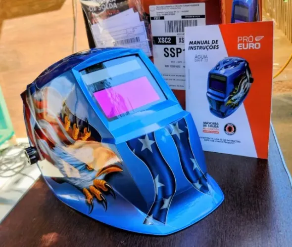 Kit Solda Pró Euro Completo - Máscara Automática + Avental Couro + Luvas