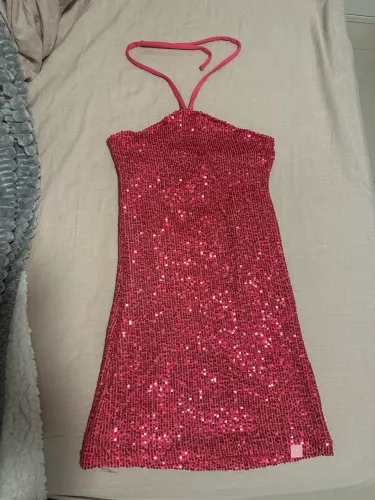 Vestido Hemera rosa paetê