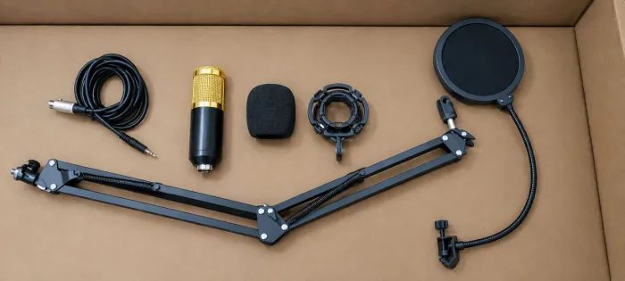 Kit Microfone BM800 Completo | Braço Articulado + Pop Filter + Acessórios
