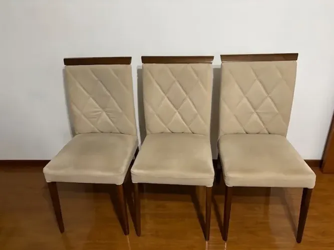 Jogo com 3 Cadeiras de Jantar Estofadas - Estrutura em Madeira e Tecido Suede/Veludo