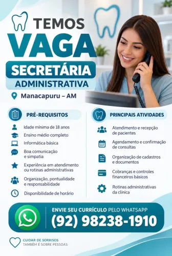 Vaga Secretária Administrativa