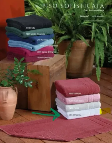 Toalha Piso Tapete Banheiro Antiderrapante LG Atlântica - Offwhite