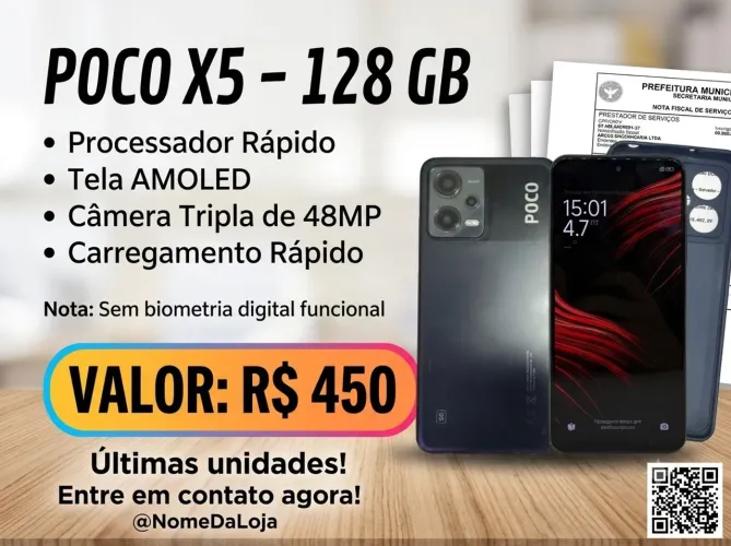 POCO X5 128GB sem biometria