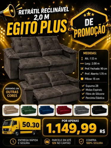 Sofá Retrátil e Reclinável Egito