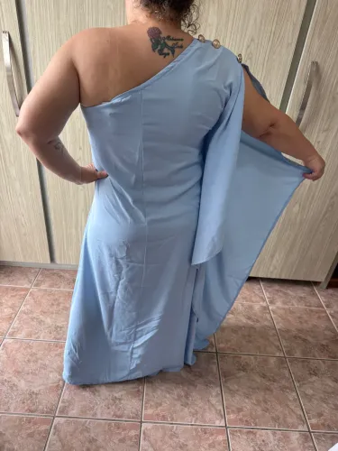 Vestido azul de ombro único