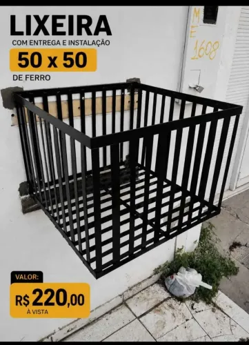 Lixeira quadrada 50 por 50 de parede sem tampa com entrega e instalação