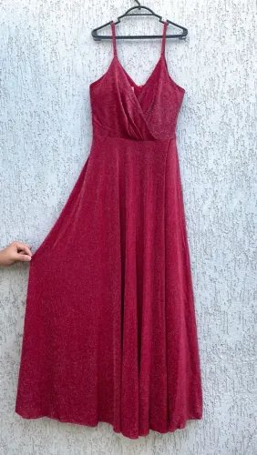 vestido longo vermelho com brilho gg