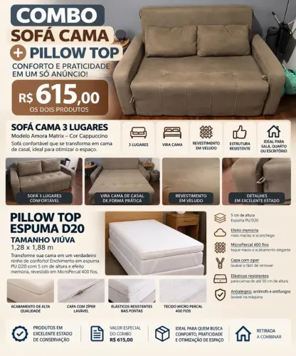 Sofá Cama + Pillow Top