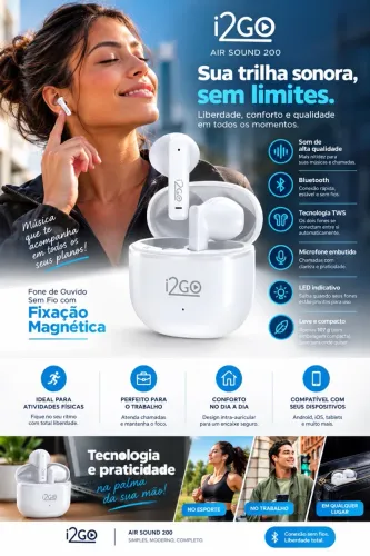 Fone De Ouvido Bluetooth i2GO Air Sound 200 Lacrado