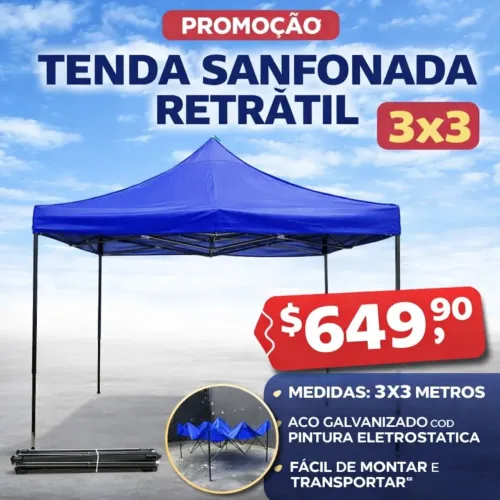 Tenda Sanfonada retrátil 3x3(Lojatemdtudoslz)