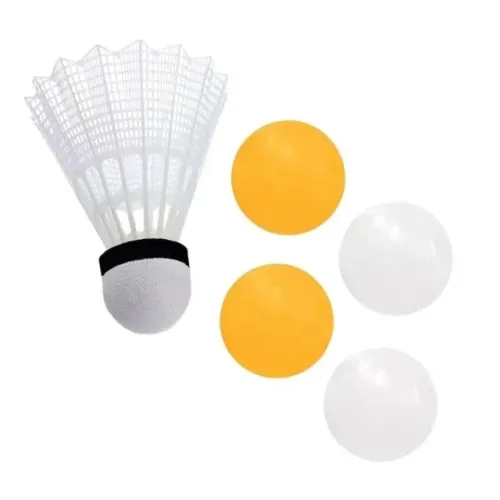kit 2 petecas badminton 4 bolas de ping pong tenis de mesa id-3942p idea