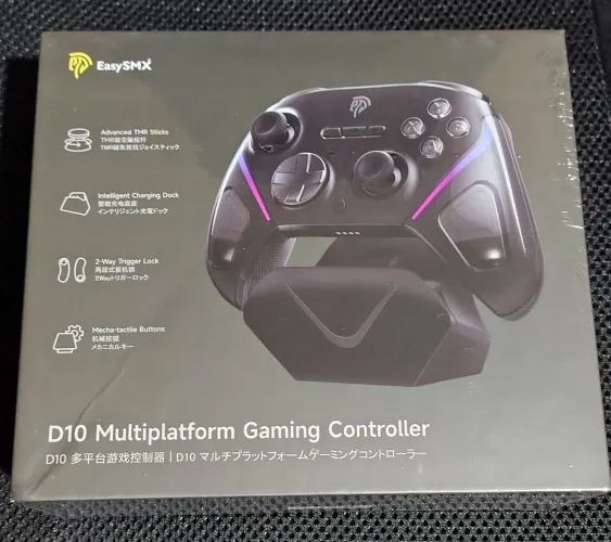Controle Sem Fio Easysmx D10 Hall Effect Rgb Com Dock Novo Lacrado
