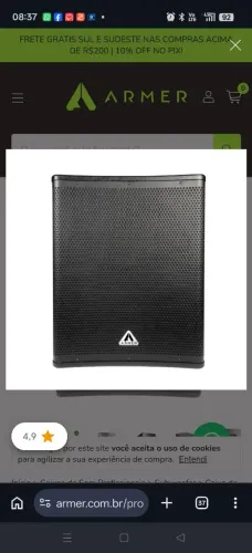 Caixa de Som Profissional Subwoofer Ativo 18" ARMER EVX18SUB 600W para Sistema PA