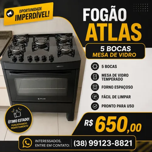 Fogão Atlas 5 bocas a venda, muito conservado.