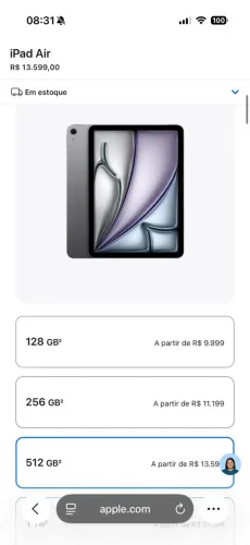 iPad Air 2025 - 11 M3, 512 Gb - com Garantia Da Apple até JAN-2027