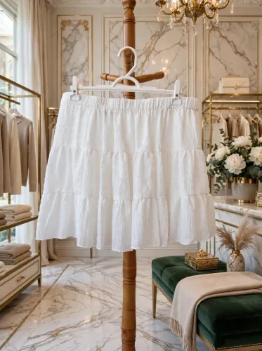Saia Midi Branca Luxo Tamanho G | Babados Fluidos Estilo Boutique