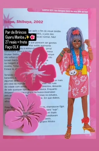 Par de Brincos Estilo Gyaru Manba Harajuku J Fashion