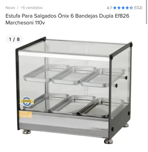 Estufa para salgados na caixa 