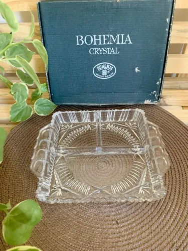 petisqueira em cristal tcheco lapidado bohemia