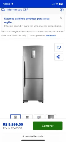 GELADEIRA PANASONIC INVERTER FROST FREE