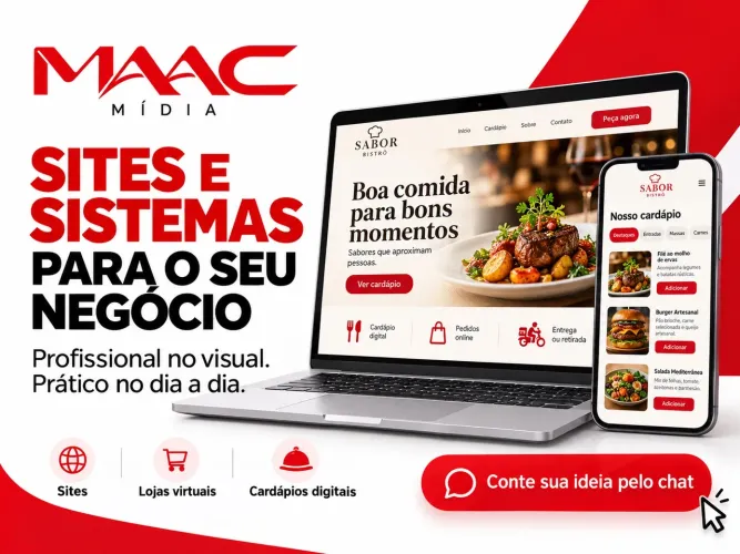 Criação de sites, lojas virtuais e sistemas personalizados